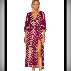 YFB Belle Midi Wrap Dress Size Small in Orchid Savannah Color